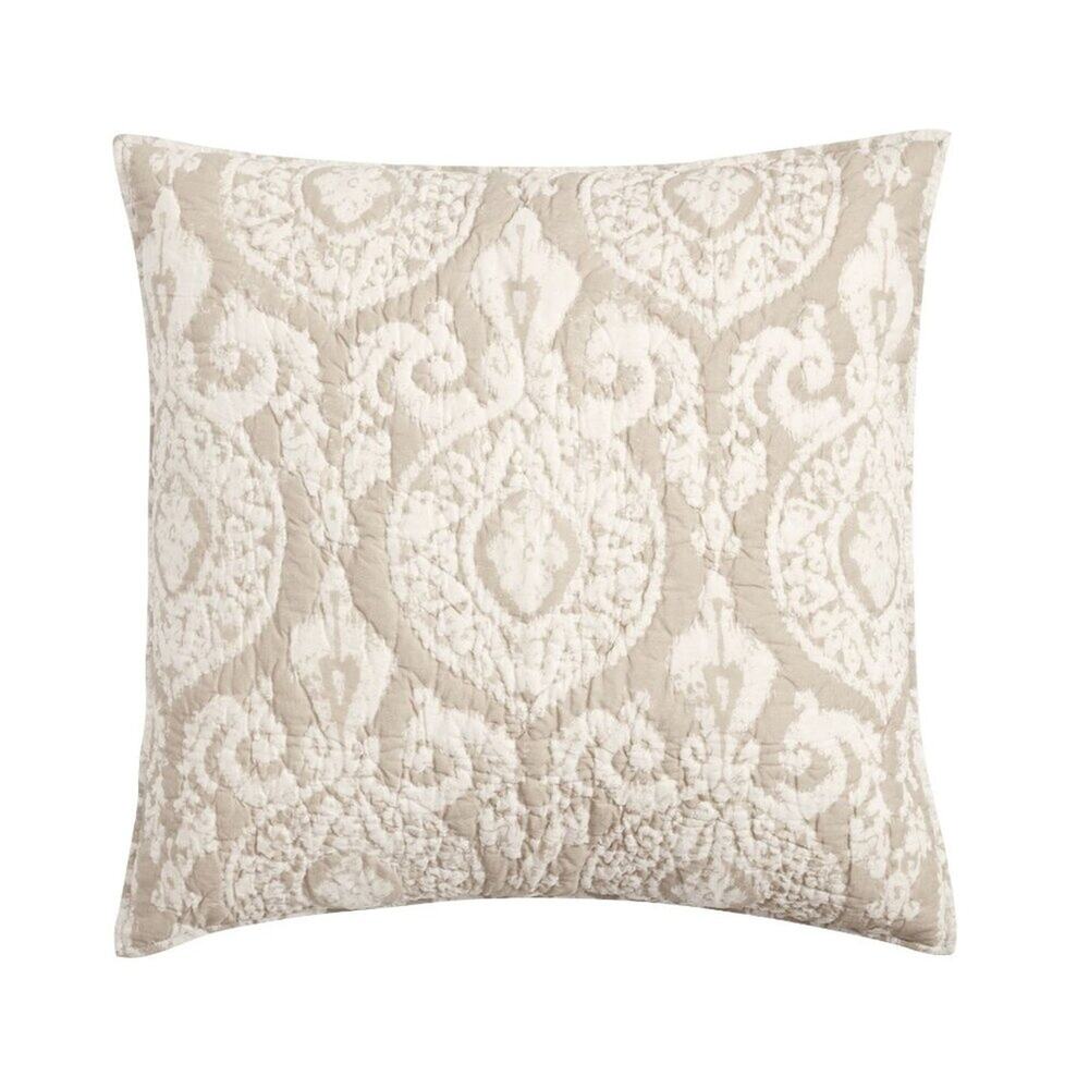 Pottery Barn Deepika Padukone Quilted Pillow Sham Cover Euro Square Neutral NEW